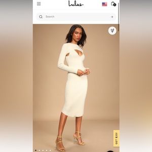 Lulus size Medium Two Piece Ivory Ribbed Sweater Midi Dress